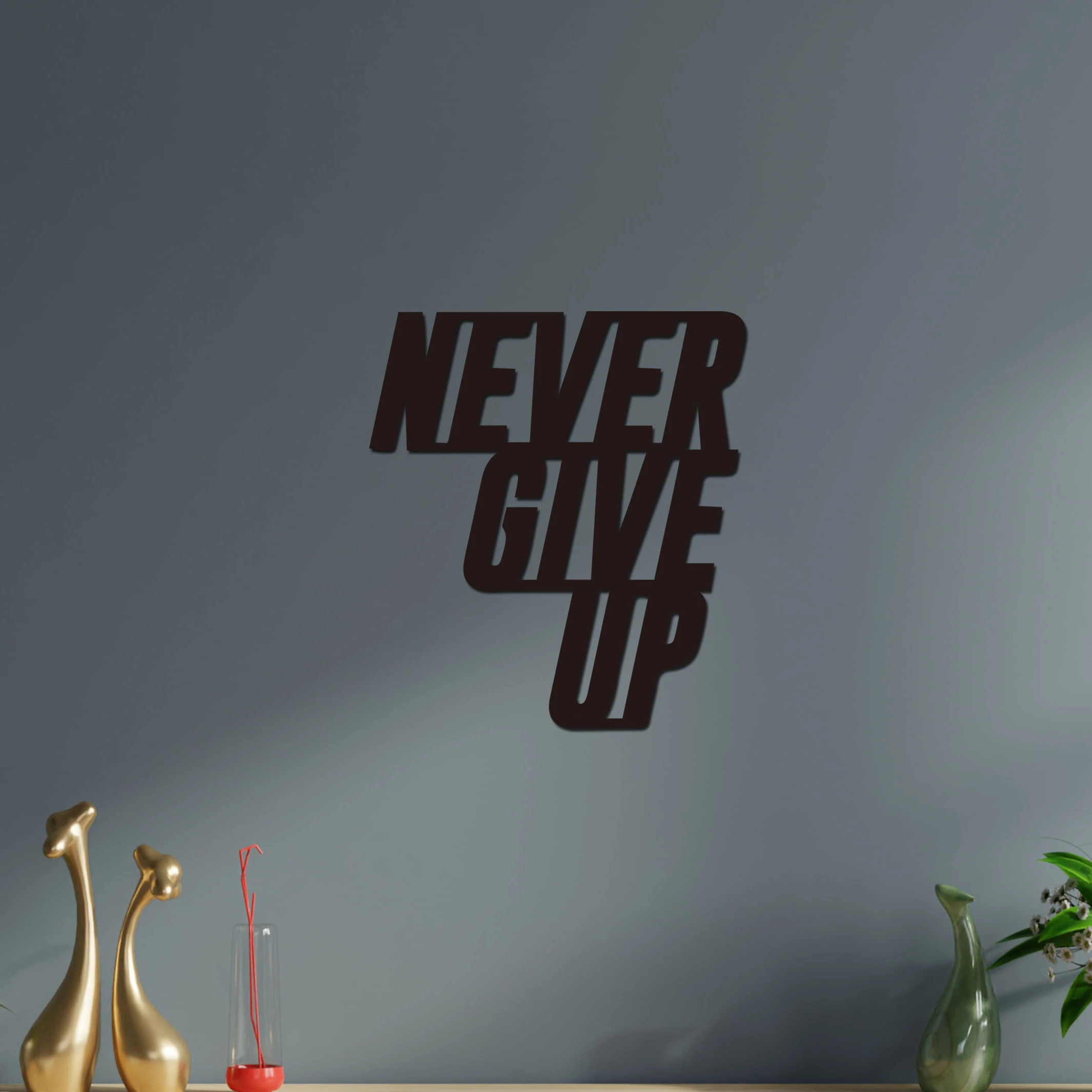 

1pc Never Give Up Metal Sign, Metal Wall Decoration, Metal Art, Wall Hangings, Quote Wall Art, Nursery Bedroom Decor Gift