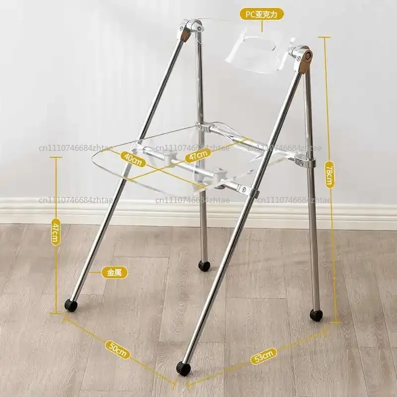 【Best-selling】Transparent chair Nordic folding  Internet celebrity dining Home backrest Modern