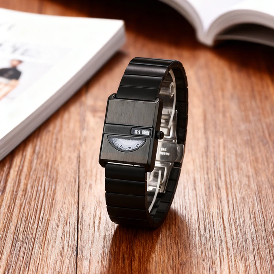 Creative Watches Stainless Steel Men Watch Date Display Cool Retro Style Japanese Movement Square Ladies Quartz Watch Luxury