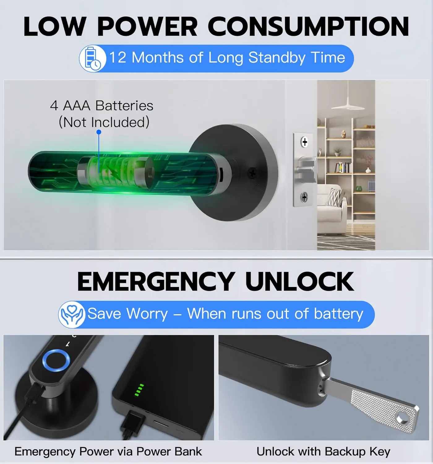 Imagem -05 - Fingerprint Door Lock com Teclado Electronic Lock Unlocking For Interior Doors Bedroom Passcode App Unlocking