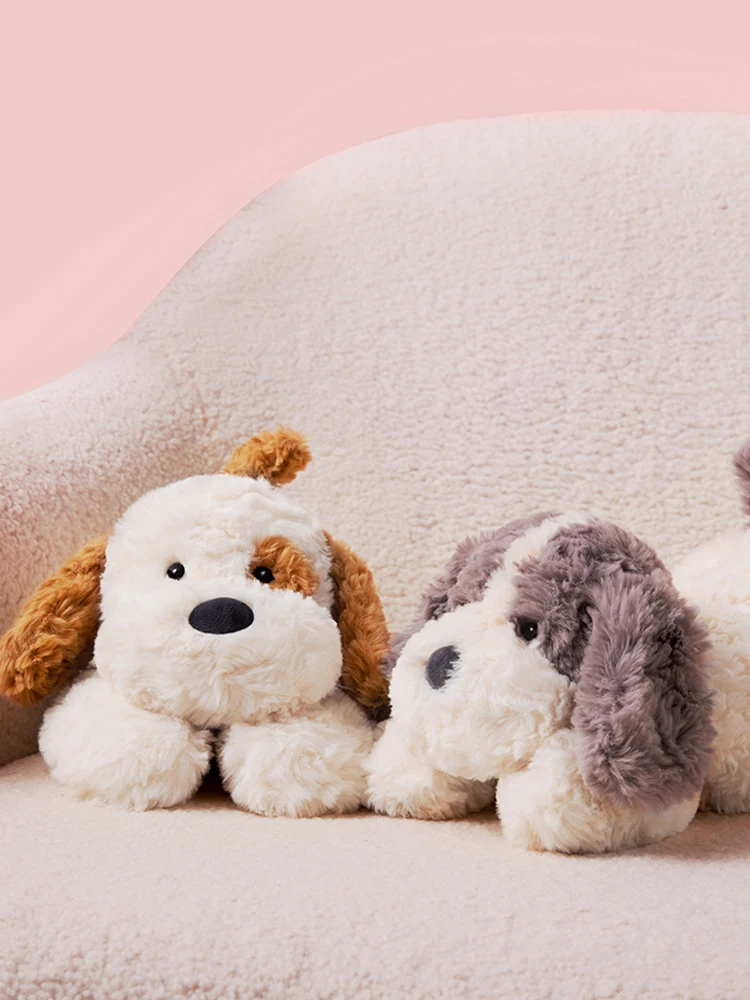 

37cm Plush Lying Dog Doll Stuffed Animal Soft Cuddly Toy with Big Ears Cartoon Design Dog Pillow for Bedroom Sleep Cushion Gift
