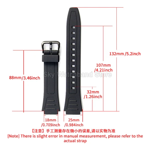 Imagen 2 del producto Para Casio W-800H/217/218/F91 correa de reloj electrónico correa de reloj de goma suave y cómoda pulsera negra de 18mm interfaz convexa