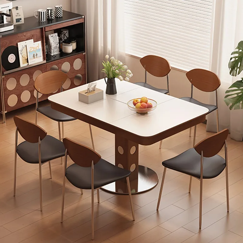 طاولة طعام قابلة للسحب من الخشب الصلب، طاولة قابلة للطي متعددة الوظائف، مكتب شقة صغير منزلي #3