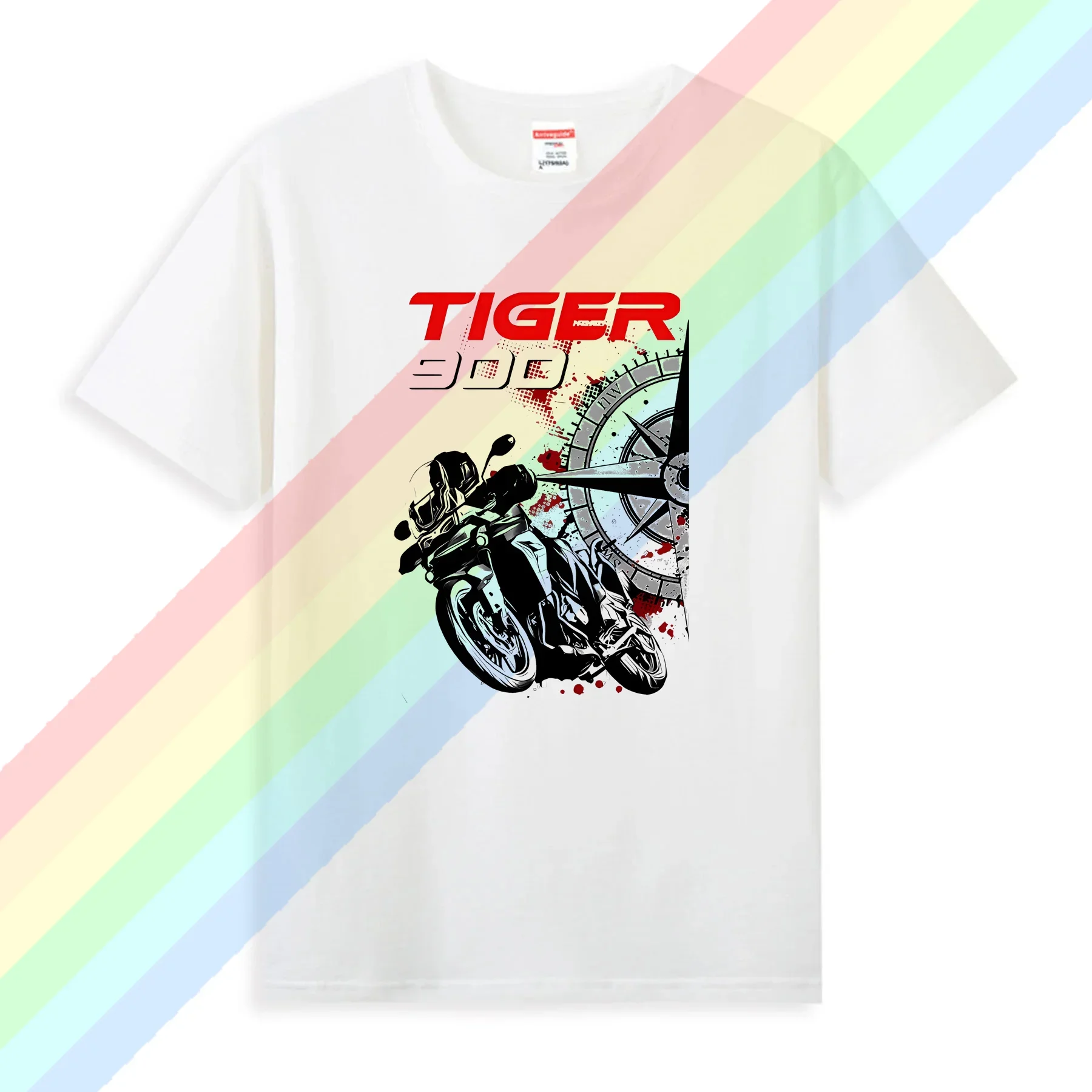 

2024 New Summer Men Short Sleeve Tiger 900 Classic Design T-Shirt Motorcycle Sport Print White Casual Boy Rider Tees Cool Tee