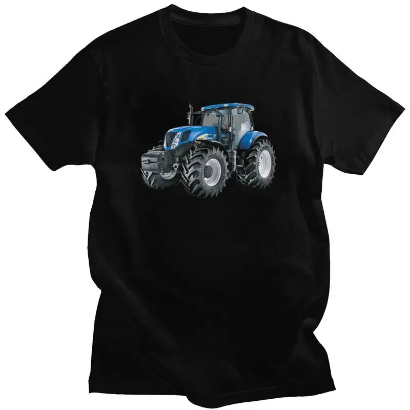 Custom Tractor T Shirt for Men Pure Cotton Tshirt Casual Tees Short Sleeves T-shirt Loose Fit Clothing