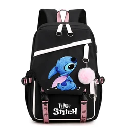 Anime Lilo Stitch Canvas Backpack for Boy Girl Back To School Large Capacity Bookbag Student Bookbag Women Travel Bag Mochila