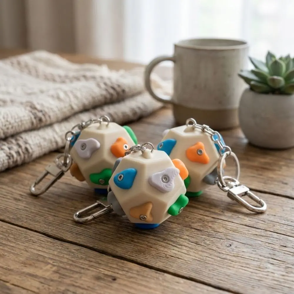 3D Printed Mini Climbing Hold Keychain Handmade Realistic Dodecahedron Boulder Block Charm Fun Fidget Detachable Boulder