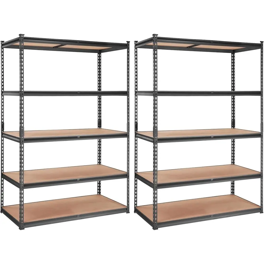 

2-Pack 5-Tier Heavy Duty Metal Storage Shelves, 48x24x72, Adjustable for Garage, Kitchen, Pantry, and Laundry