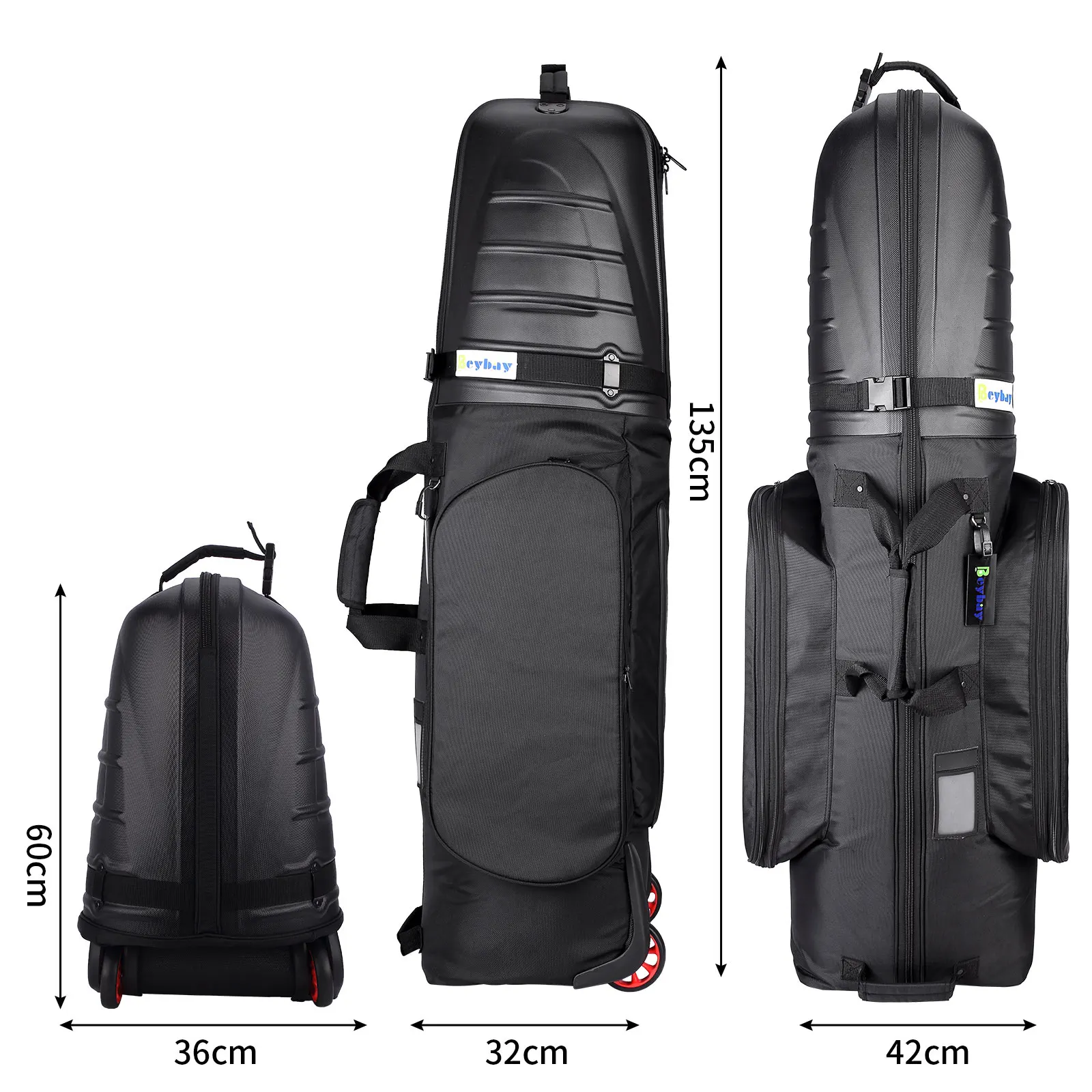 High Quality Durable Thicken 1680D Waterproof Hard Top Golf Travel Bag Cover Custom Travel Golf Bag with Wheels