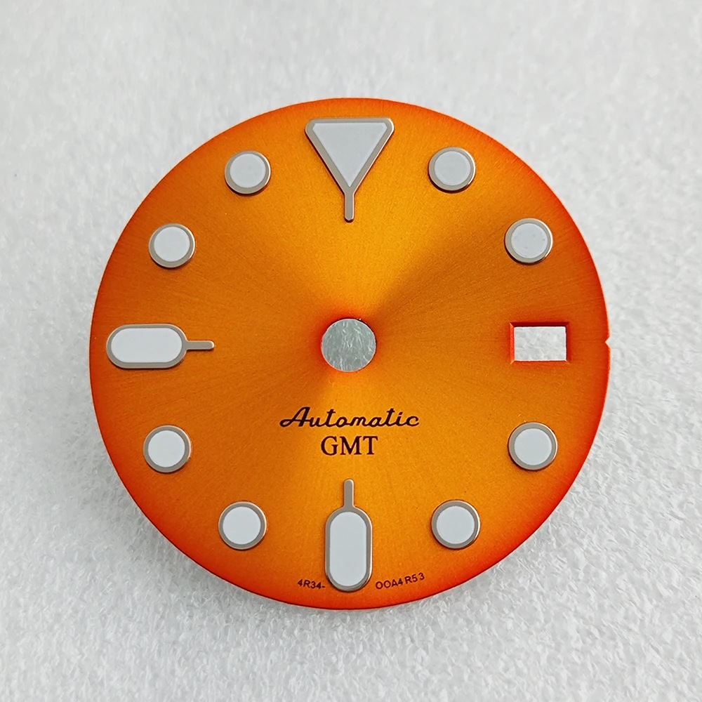 28.5mm NH35 Watch Dial Modification Compatible with NH34/NH35 Movement Custom Logo Dial Green Luminous Date Dial GMT Watch Hands