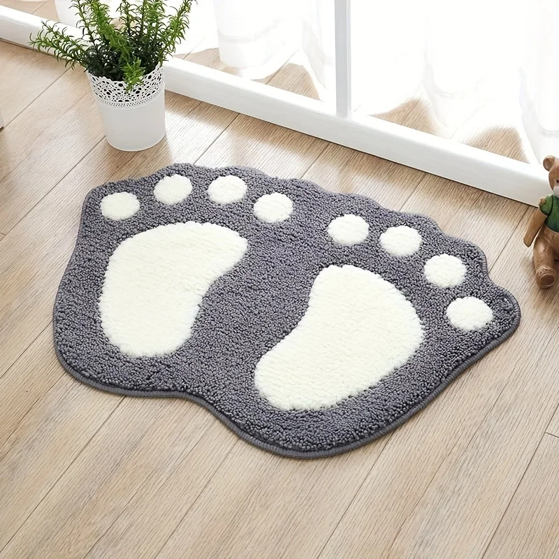 VIKAMA Paw Cute Fluffy Bathroom Mat Absorbent Quick Dry Floor Rug Non Slip Ultra Soft Entrance Doormat Home Decor