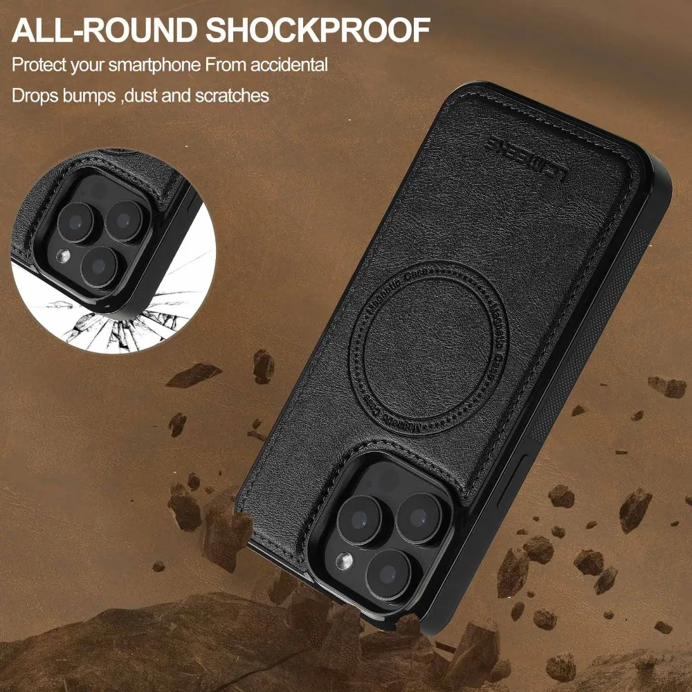 Magnetische Leder-Handyhülle für iPhone 18 17 17e Air 16e 16 15 13 12 11 Pro Max XS Plus Mini Stoßfeste Mag-Safe Weiche Rückseite – Detail 15