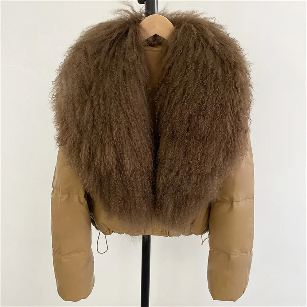 2025, dames winterdonsjack, satijn, bontkraag, warm, casual, damesbovenkleding, Y2K nieuwe mode, hoogwaardige jasbeha