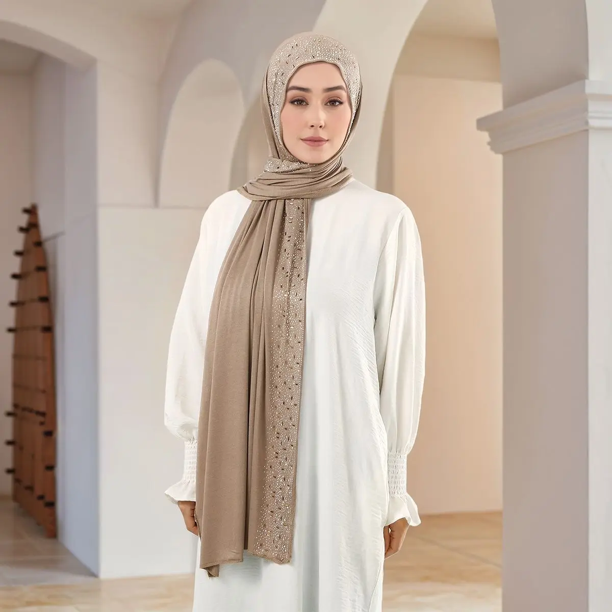 Mode Diamanten Lange Sjaal Vrouwen Moslim Hijab Sjaals Zachte Tulband Sjaal Hoofdband Bandana Bufanda Wraps Foulard Turbante Mujer