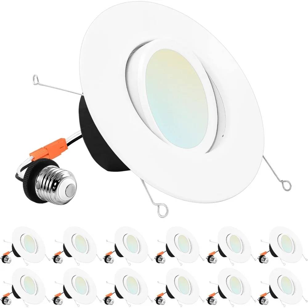 Gimbal LED Recessed Lighting Can Lights, 11W=90W, 5 Color Selectable 2700K-5000K,Dimmable Adjustable LED Downlight