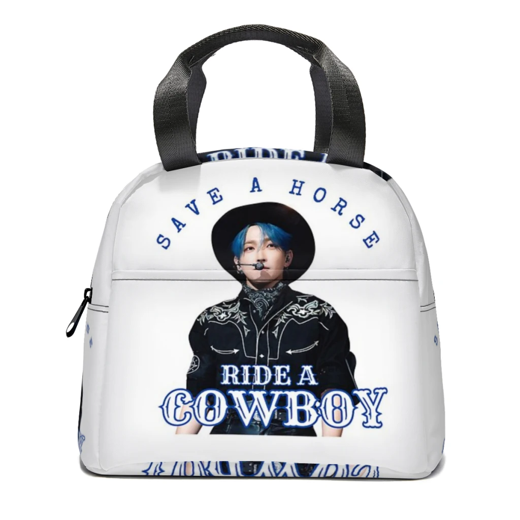 Ride a cowboy ‘Kim hongjoong’ ateez Portable Lunch Bag Food Thermal Box Durable Cooler Lunchbox with Shoulder Strap Picnic