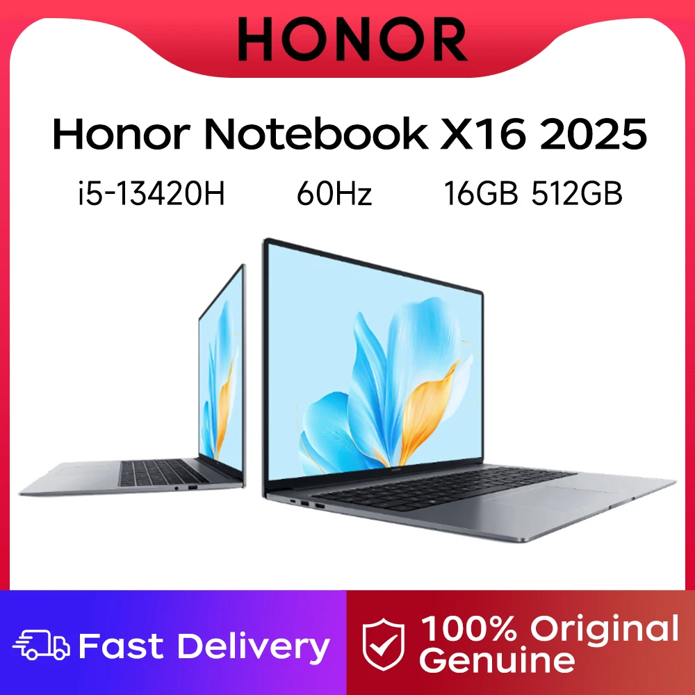 Honor Laptop X16 2025 16-inch 13th Gen Core i5 13420H 16GB 512GB/1TB/2TB 60Hz IPS screen laptop