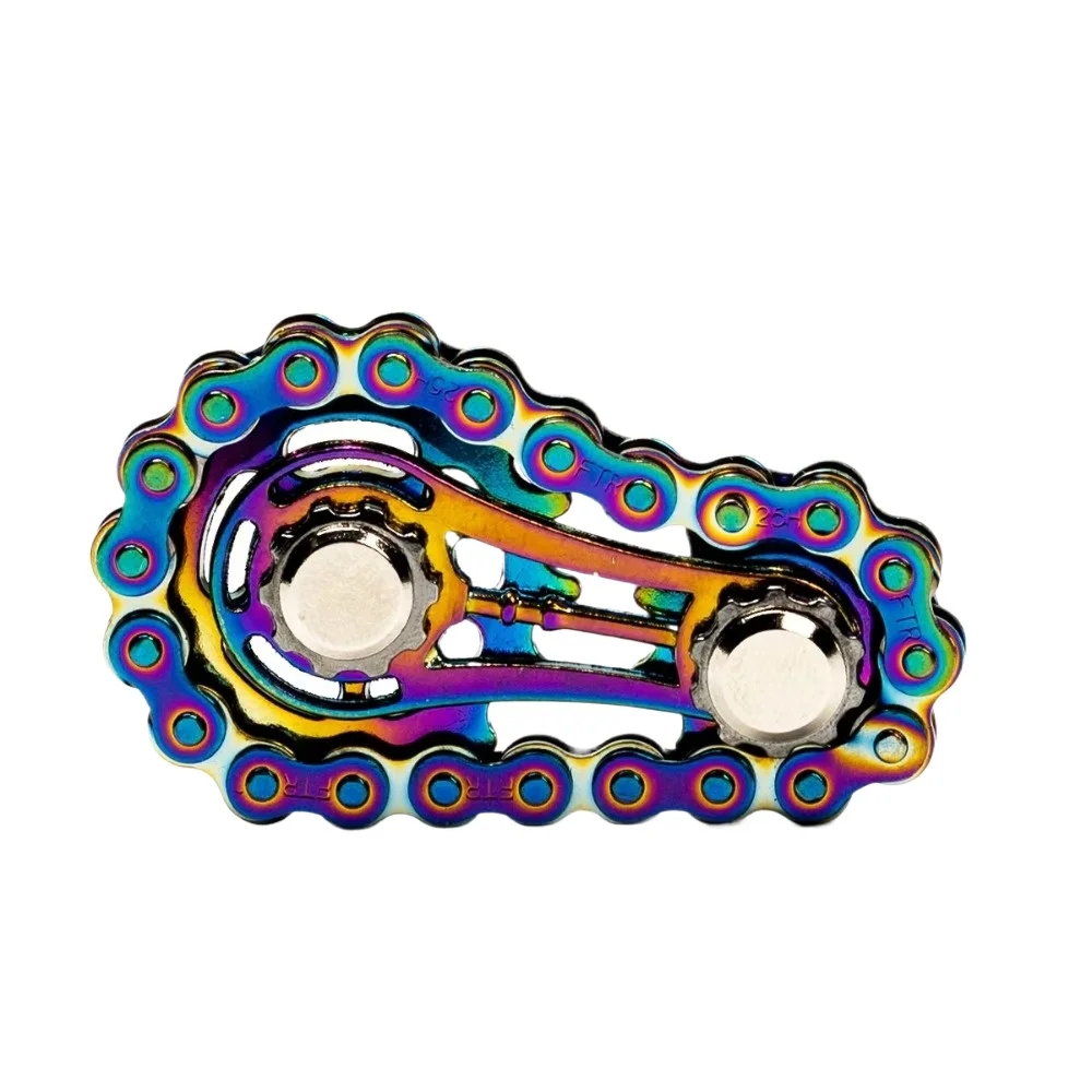 Bicycle Chain Finger Spinner, Silent CNC Machined Stainless Steel Gear Fidget Toy for Adults, Office Stress Relief & Focus Tool,