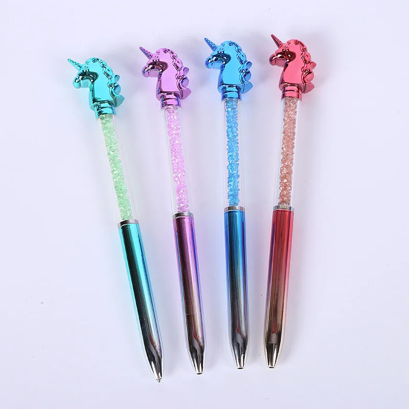 Imagem -02 - Caneta Esferográfica Torção Unicórnio Tinta Azul Broca Cristal Criativo Canetas Assinatura Escritório Papelaria Escola Kawaii 0.7 mm Pcs por Lote