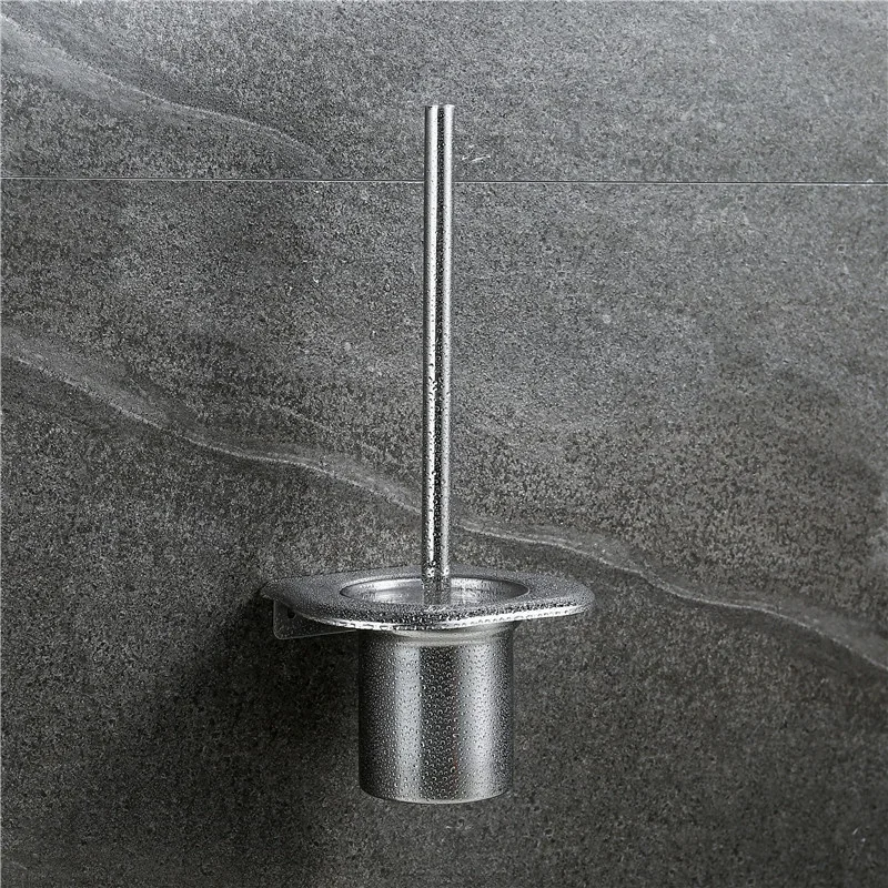 Integrated Toilet Brush Holder 304 Stainless Steel Cleaning Brush With Base Wall Hanging Household Nail Free Storage Brush