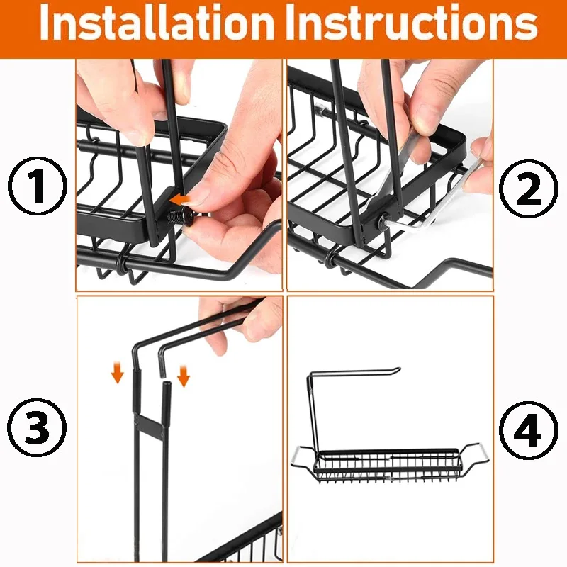 Telescopic Sink Shelf Adjustable Kitchen Soap Sponge Rag Brush Holder Stainless Steel Sink Drain StorageRack Sink Storage Basket