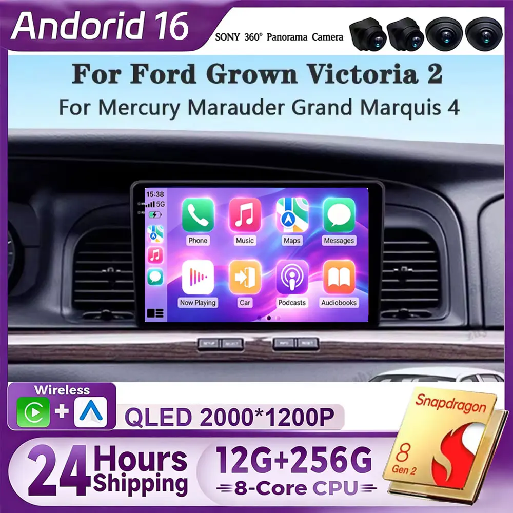 Android 16 Carplay Auto For Ford Grown Victoria 2 For Mercury Marauder Grand Marquis 4 1997 - 2011 Car Radio Multimedia Video 4G