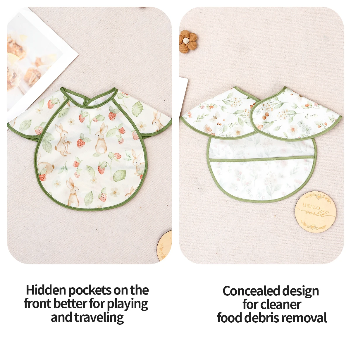 Kangobaby #My Soft Life# New Waterproof Baby Sleeveless Feeding Bib Fashion Full Body Cover