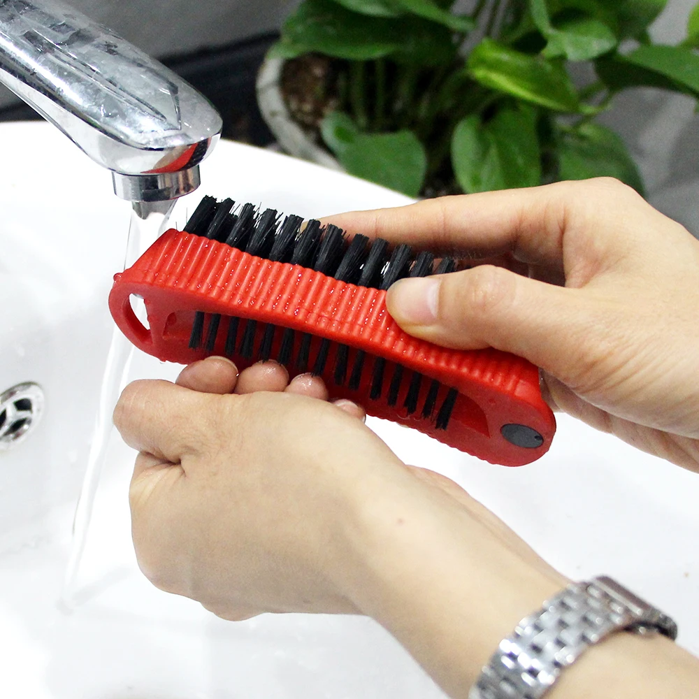 2 in 1 Multifunctional Cleaning Brush Nail Brush Hand Brush Gap Brush Kitchen Bathroom Countertop Floor Cleaning Tool Red Color