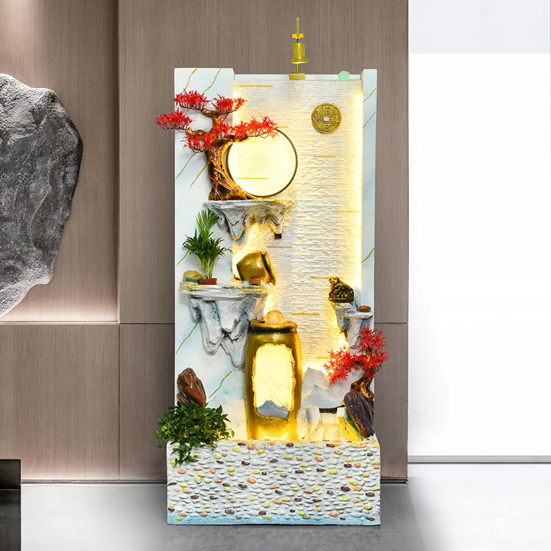 

Living room ornament large floor-to-ceiling light luxury flowing water fountain landscape home