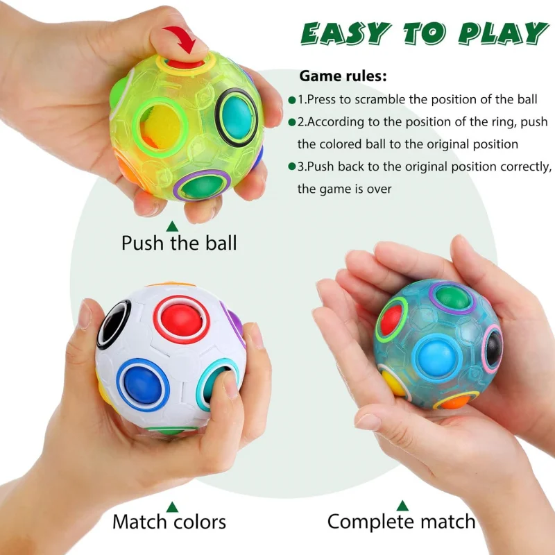 كرة ألغاز قوس قزح السحرية، كرة فيدجيت، لعبة ألغاز دعابة الدماغ، لعبة فيدجيت لأعياد الميلاد وعيد الميلاد للأطفال والكبار #2