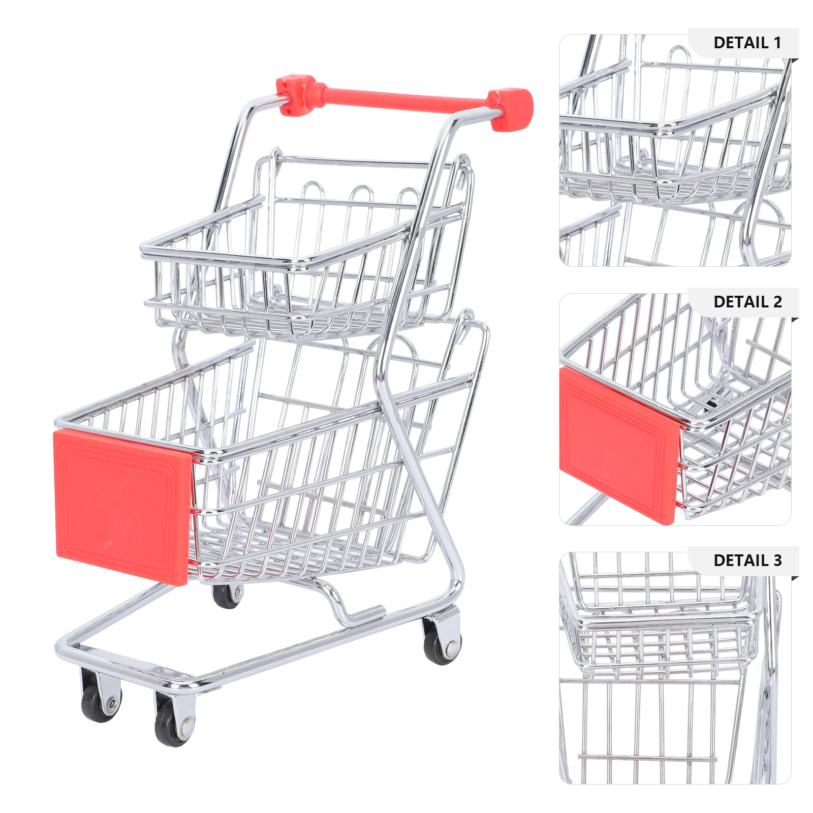 

Creative Mini Shopping Cart Double Layer Food Serving Basket Hotel Snack Decoration Storage Trolley Fried Food Holder Desktop