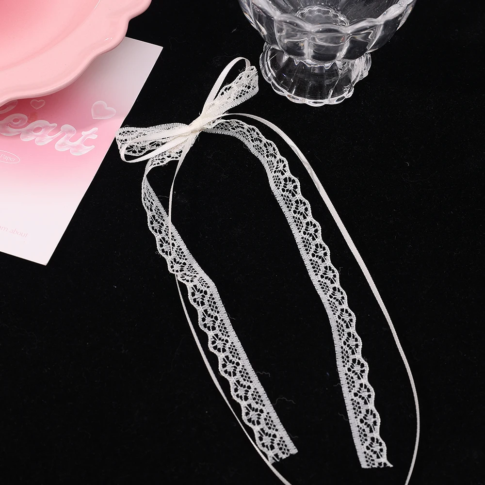 Mode Y2K Spitze Creme Weiß Schleife Band Haarspange für Frauen Haarnadeln Bullet Style Side Shredded Haarnadel Kopfschmuck Clip Kopfbedeckung – Detail 9