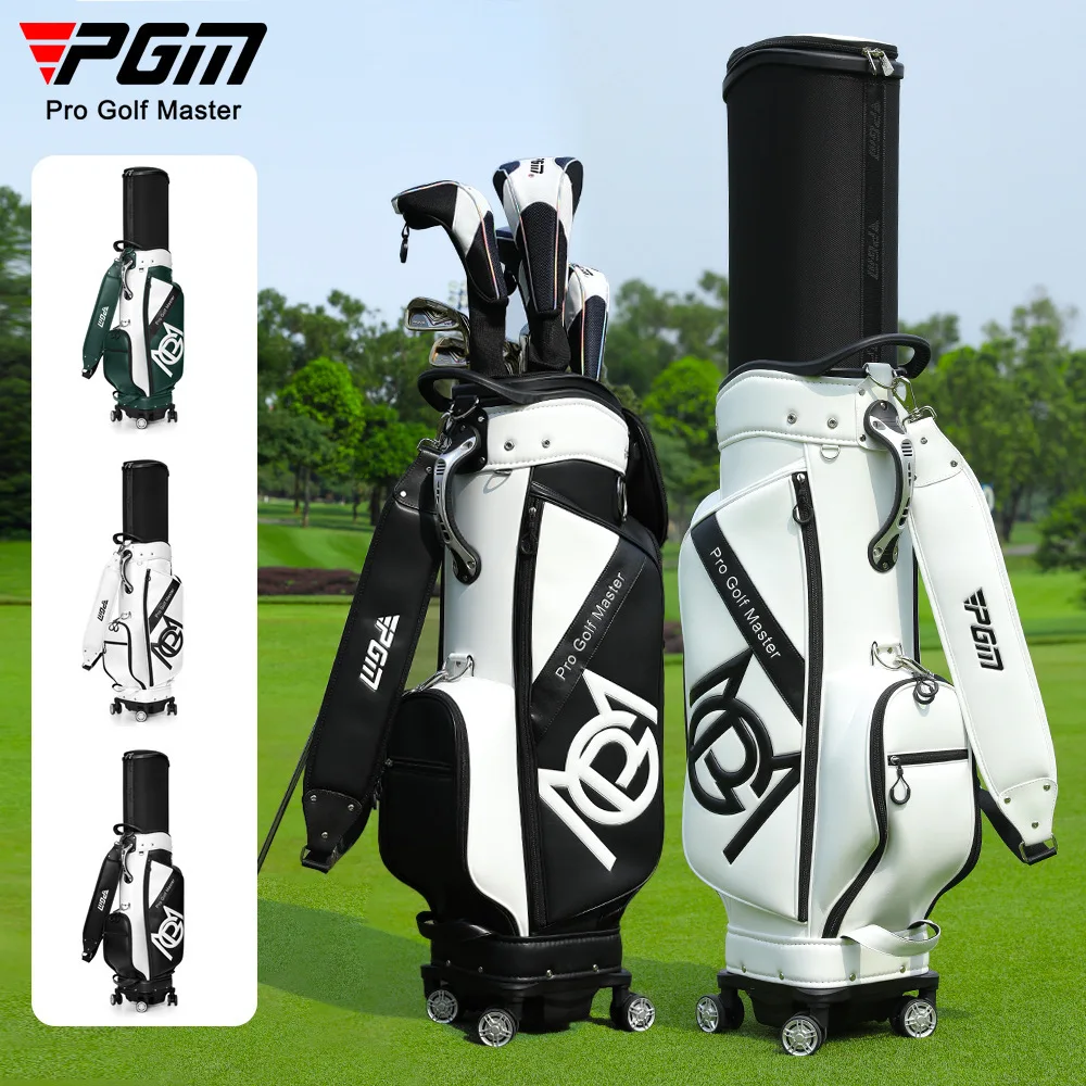 PGM Men Golf Bag Hard-shell Telescopic Microfiber Skin Universal Four-wheel Flat Push Air Consignment Golf Air Bag QB157