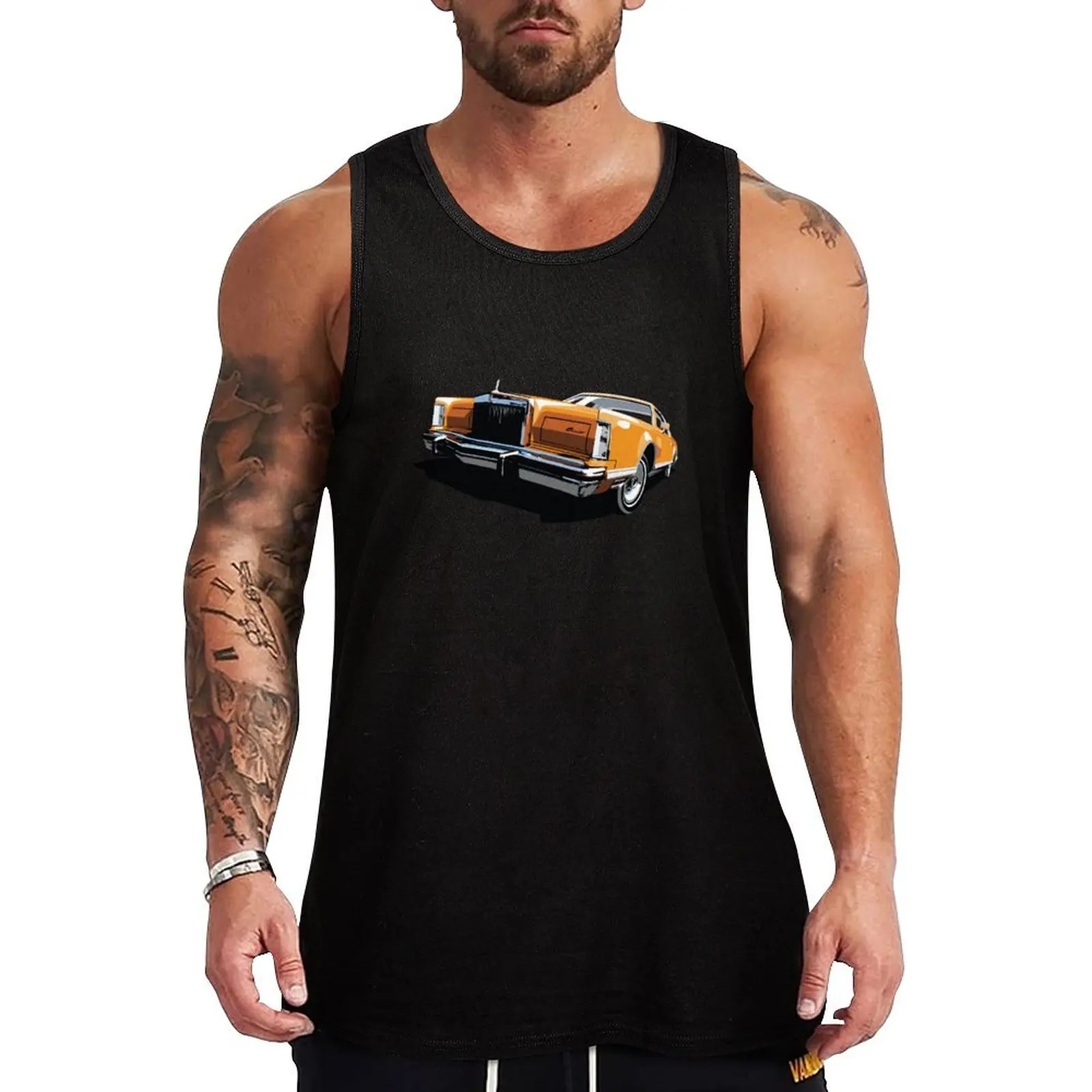 1970-е годы Lincoln Continental in tan Tank Top аниме топ крутые вещи Мужские спортивные рубашки без рукавов