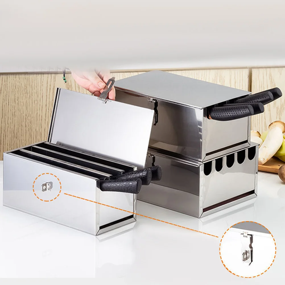 

Four-grid Knife Box Kitchen Storage Rack Utensils Cutlery Holder Thicken Knives Stainless Steel Tools Stand For Travel Camping