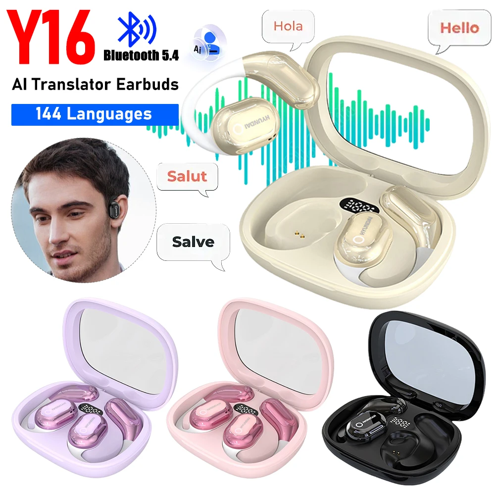 144 Languages AI Translator Earbuds Bluetooth-Compatible 5.4 Translator Device Translation Earbuds for Travel Business Learning