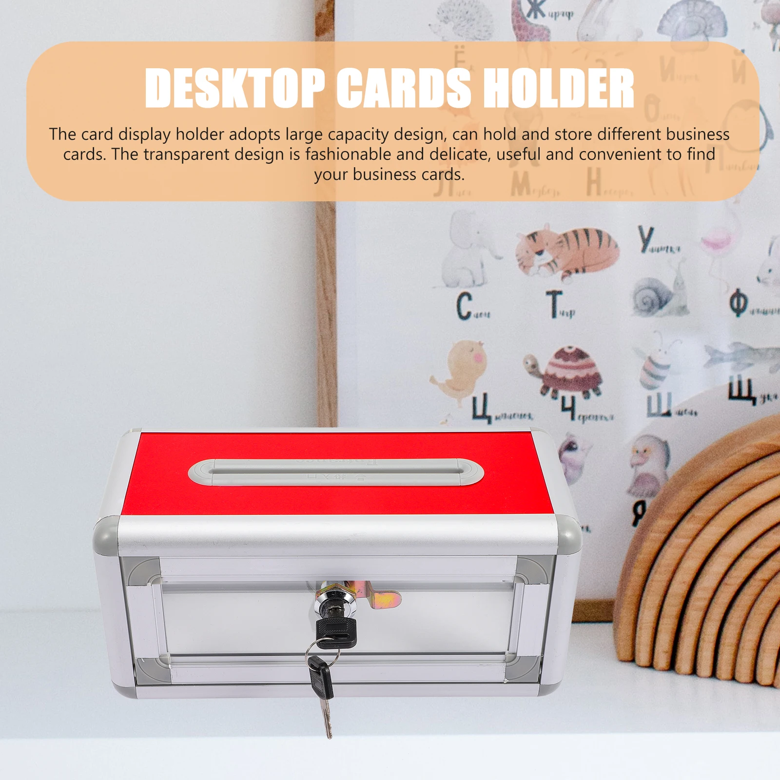 

Business Card Storage Box Cards Desktop Holder Case Acrylic Organizer Office with Lid