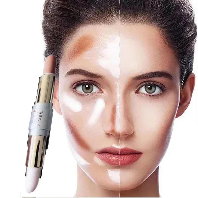 Shezi ダブルエンドフェイスハイライトチャーミングフェイスオイルコントロールコンシーラーペンシルフェイシャルハイライトコレクターリペアスティックペン化粧品