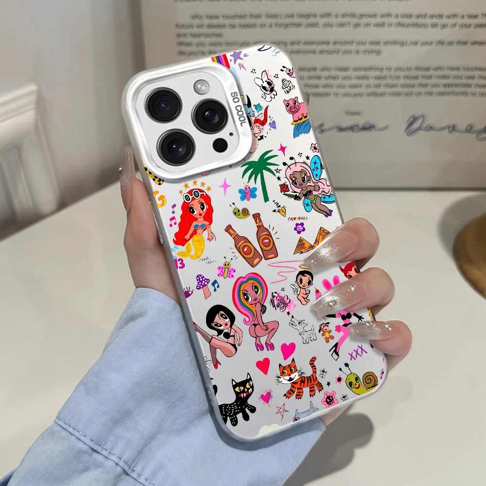 Cantante K-KAROL G Tropicoqueta Cassa Del Telefono Per IPhone 12 11 13 14 15 16 17Max Pro Plus Mini Protettiva IMD Copertura di Colore