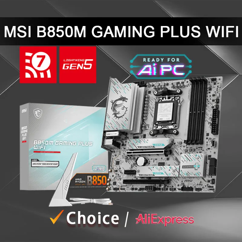 

MSI New B850M GAMING PLUS WIFI Micro ATX AMD B850 Socket AM5 поддерживает материнскую плату Ryzen серии 9000