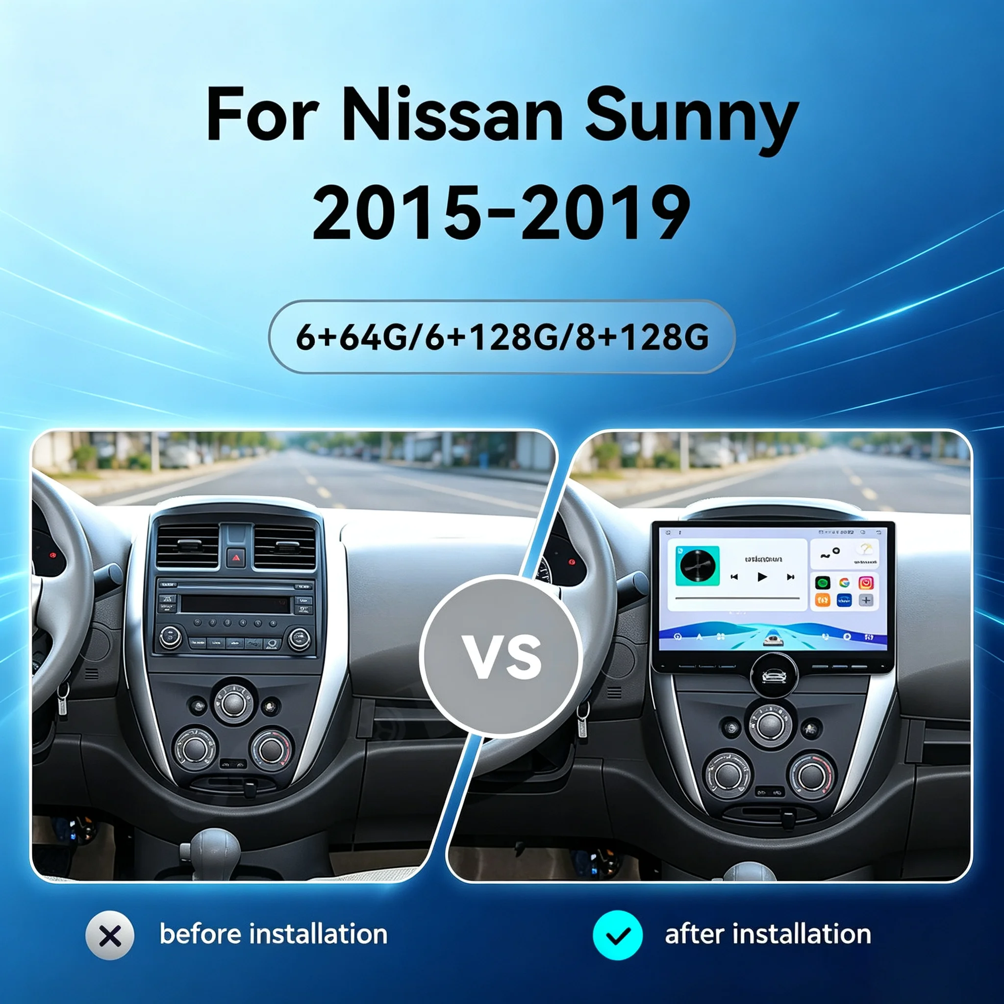 11.5“ Android 15 Car Radio For Nissan Sunny 2015-2019 Car Multimedia Player Video Stereo GPS Navigation Carplay 360 Camera