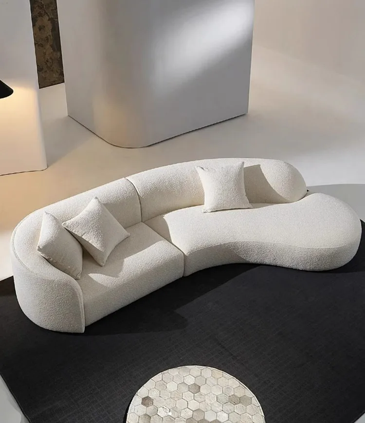* Teddy Fabric Curve Shape Sectional Sofas 2.8/3.2/3.4m Long Corner Sofas for Villa or Star Hotel
