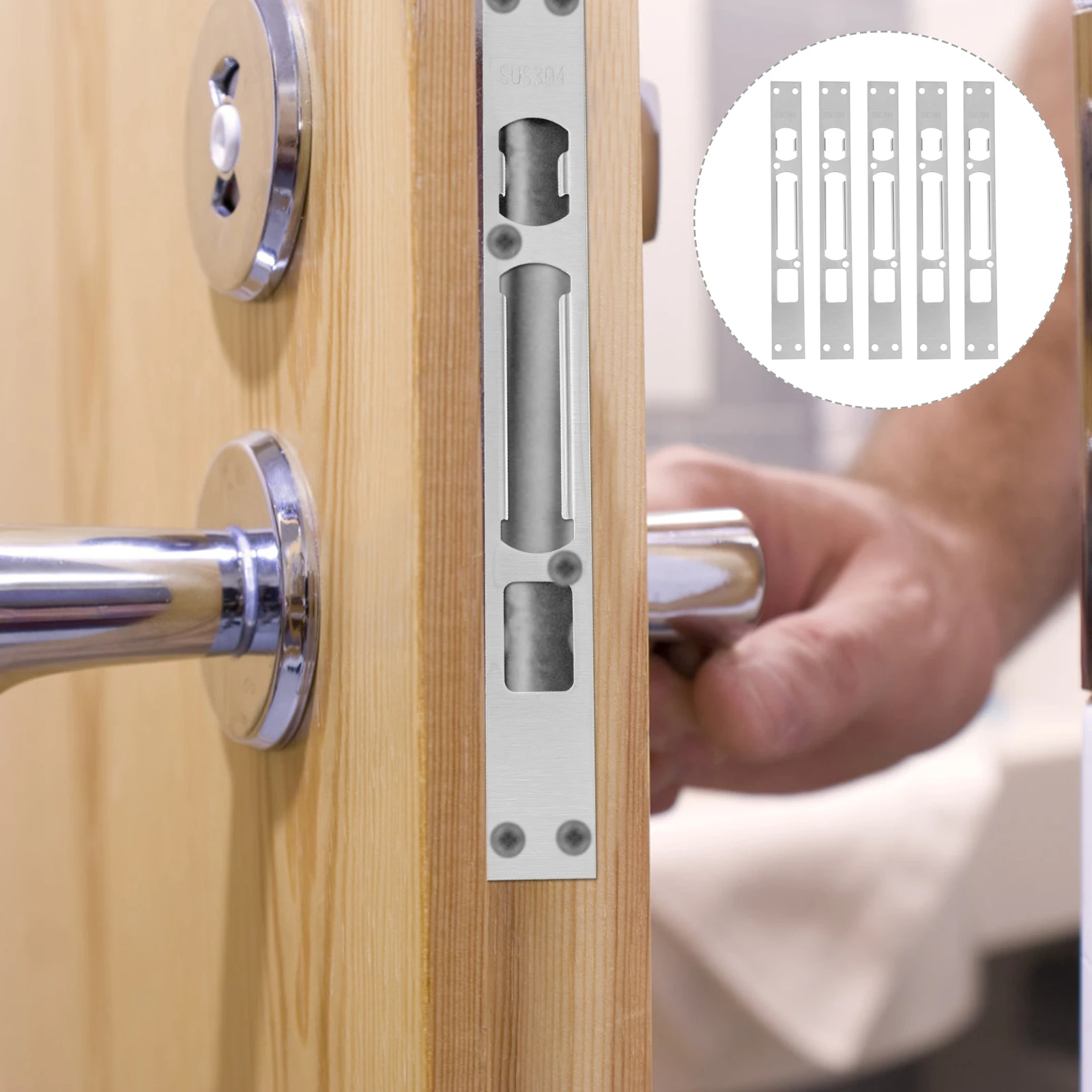 

5pcs Iron Door Strike Plate Reinforcement High Hardness Wear Resistant Long Service Life Door Guard Security Devices Hardware