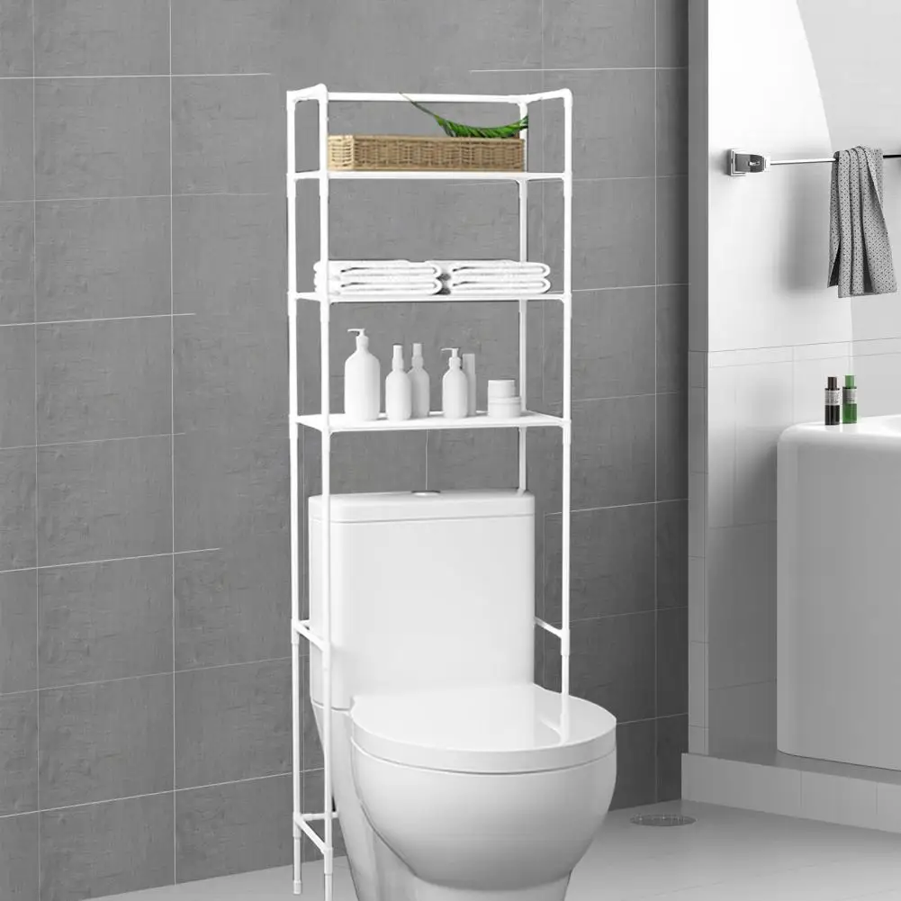 Paper Towel Holder Stand Bathroom Storage Rack Multi-layered Over-toilet Shelf Large-capacity Organizer with Strong Load-bearing