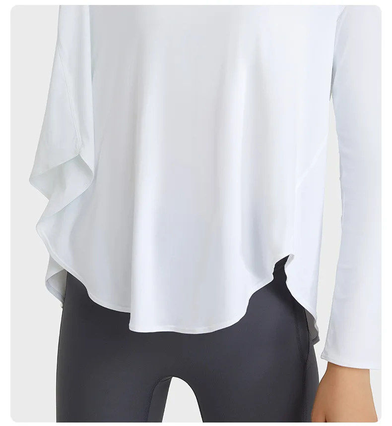 Solid Color Loose V-neck Women Long Sleeve Yoga Shirt Fitness Clothe Female Top Length Sleeve T-shirt Soft Fitness long sleeves