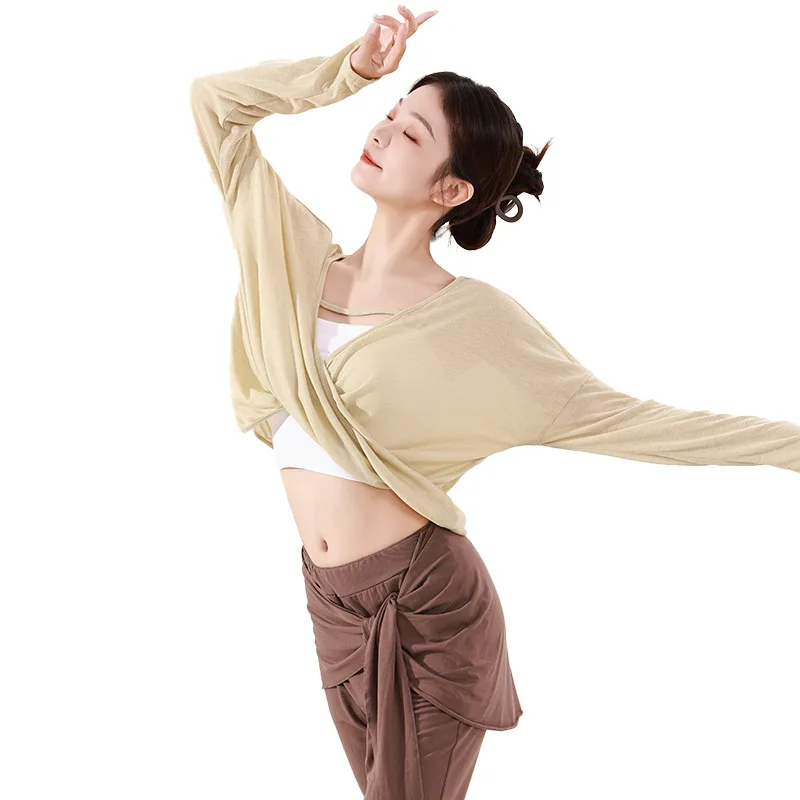 بلوزة للرقص الكلاسيكي للسيدات البالغات للخريف والشتاء بتصميم رفيع وفضفاض ملابس لممارسة اليوجا