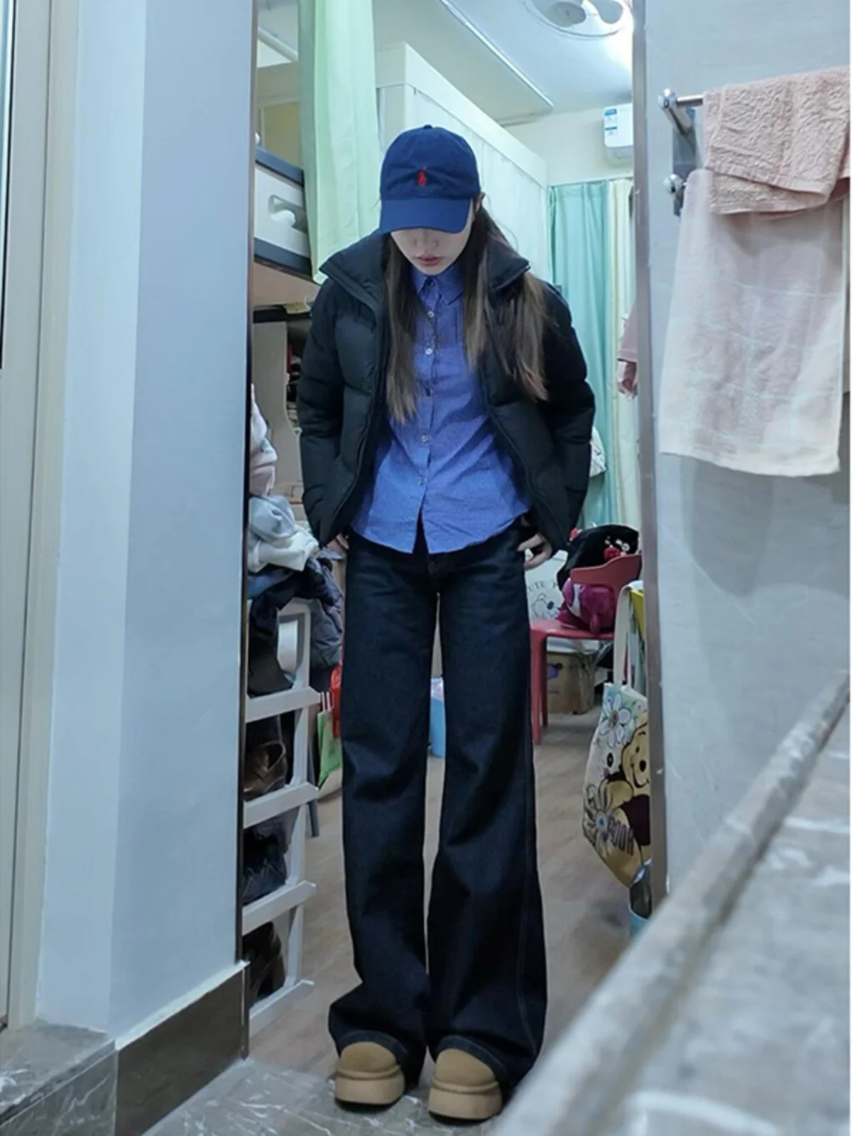 

Джинсы женские с высокой талией, расклешенные, на подкладке, длиной до щиколотки и в пол, модель «рогатые штаны», осень-зима, новинка