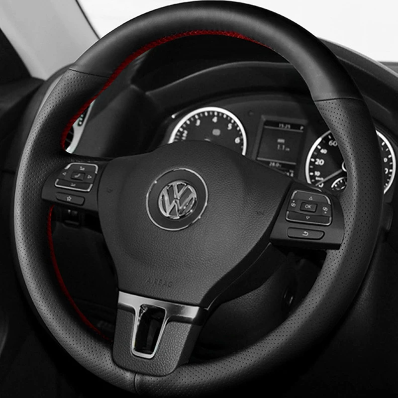 

Black Hand-stitched Artificial Leather Car Steering Wheel Cover For Volkswagen VW Golf 7 (VII) Golf Sportsvan(SV) Polo Tiguan