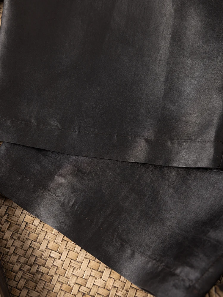 Moda donna Autunno Abbigliamento Nuovo Cinese 100% Seta di Gelso Naturale Gambiered Guangdong Garza Nero Casual Pantaloni a gamba dritta