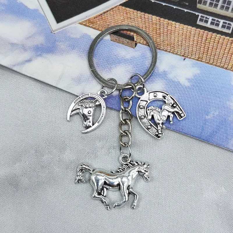 Western cowboy style horse keychain men and women denim gift